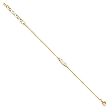 14K Gelbgold Poliert Perlmutt 1 Zoll Verlängerung. Armband