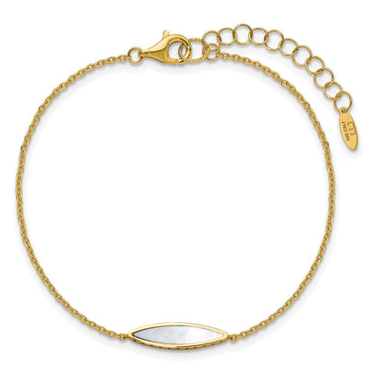14K Gelbgold Poliert Perlmutt 1 Zoll Verlängerung. Armband