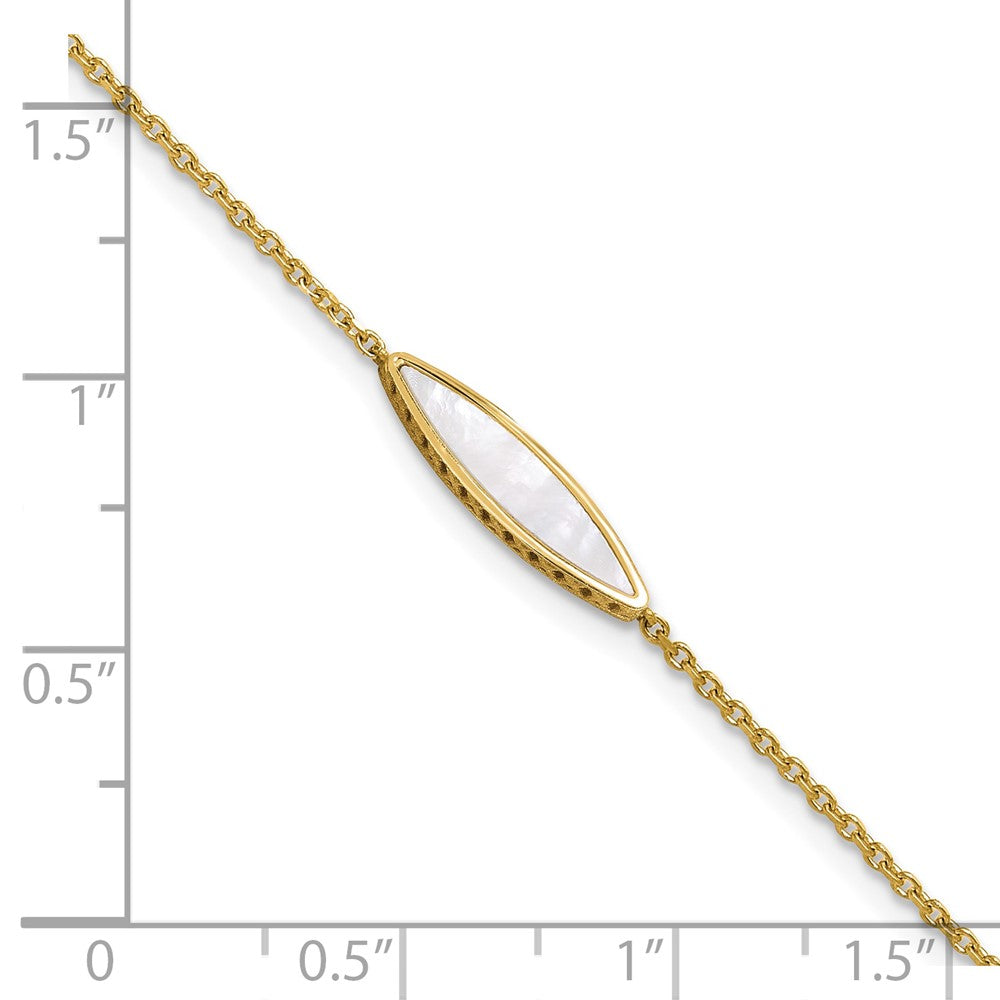 14K Gelbgold Poliert Perlmutt 1 Zoll Verlängerung. Armband