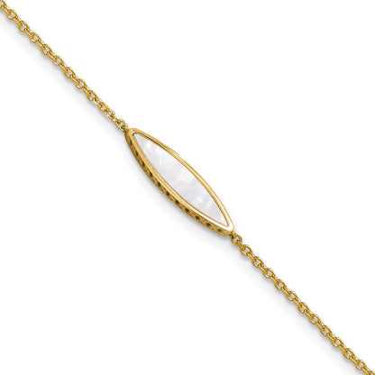 14K Gelbgold Poliert Perlmutt 1 Zoll Verlängerung. Armband