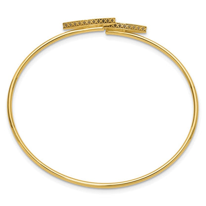 14K Gelbgold Poliert Perlmutt Bypass Flexibel Armreif