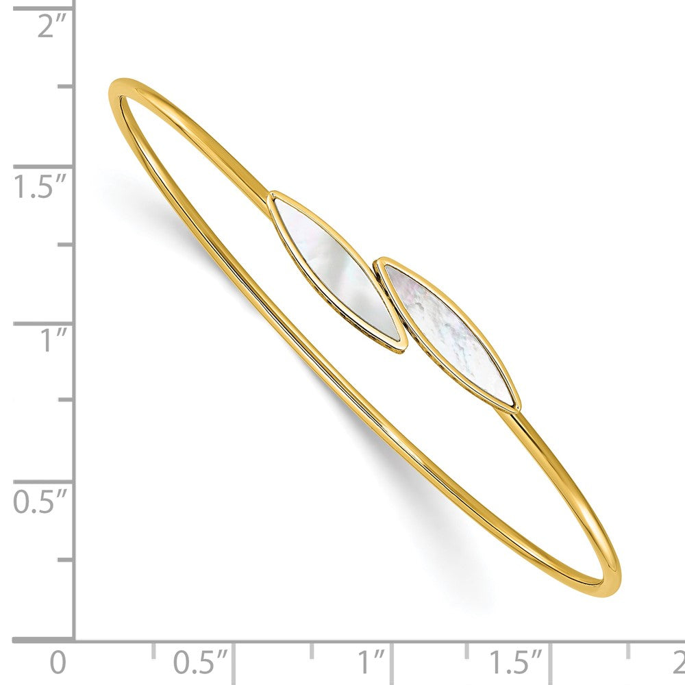 14K Gelbgold Poliert Perlmutt Bypass Flexibel Armreif