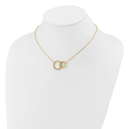 14K Gelbgold Poliert/diamantiert 2 Kreise 2 Zoll Verlängerung. Halskette