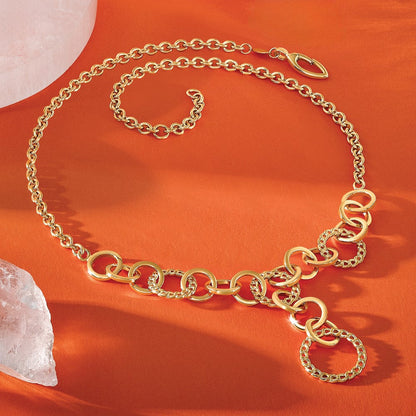 14K Gelbgold Poliert Kreise Y Tropfen 1 Zoll Verlängerung. Halskette