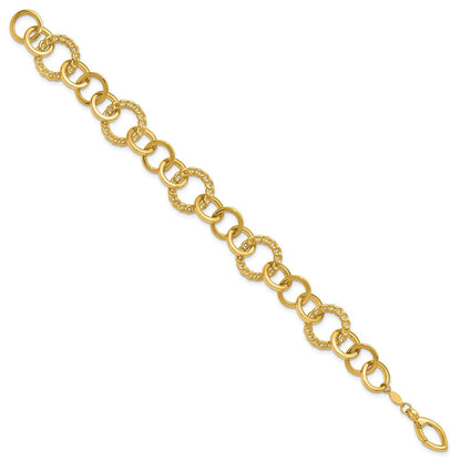 14K Gelbgold Poliert Fantasie Kreis Glieder Armband