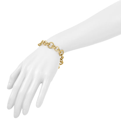 14K Gelbgold Poliert Fantasie Kreis Glieder Armband