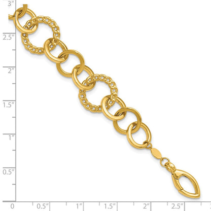 14K Gelbgold Poliert Fantasie Kreis Glieder Armband