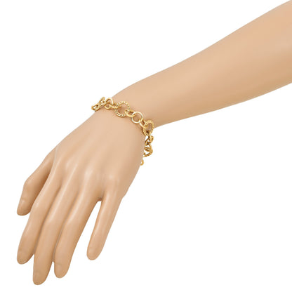 14K Gelbgold Poliert Fantasie Kreis Glieder Armband