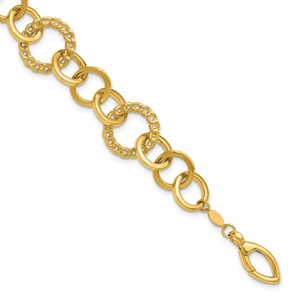 14K Gelbgold Poliert Fantasie Kreis Glieder Armband