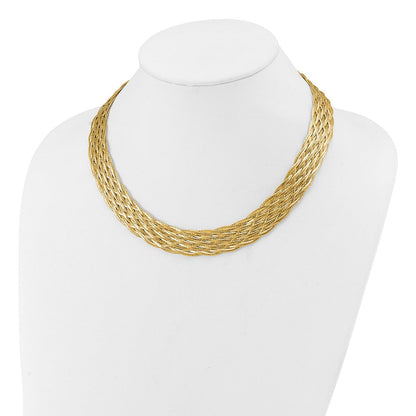 14K Gelbgold Poliert Geflochten Netz Halskette