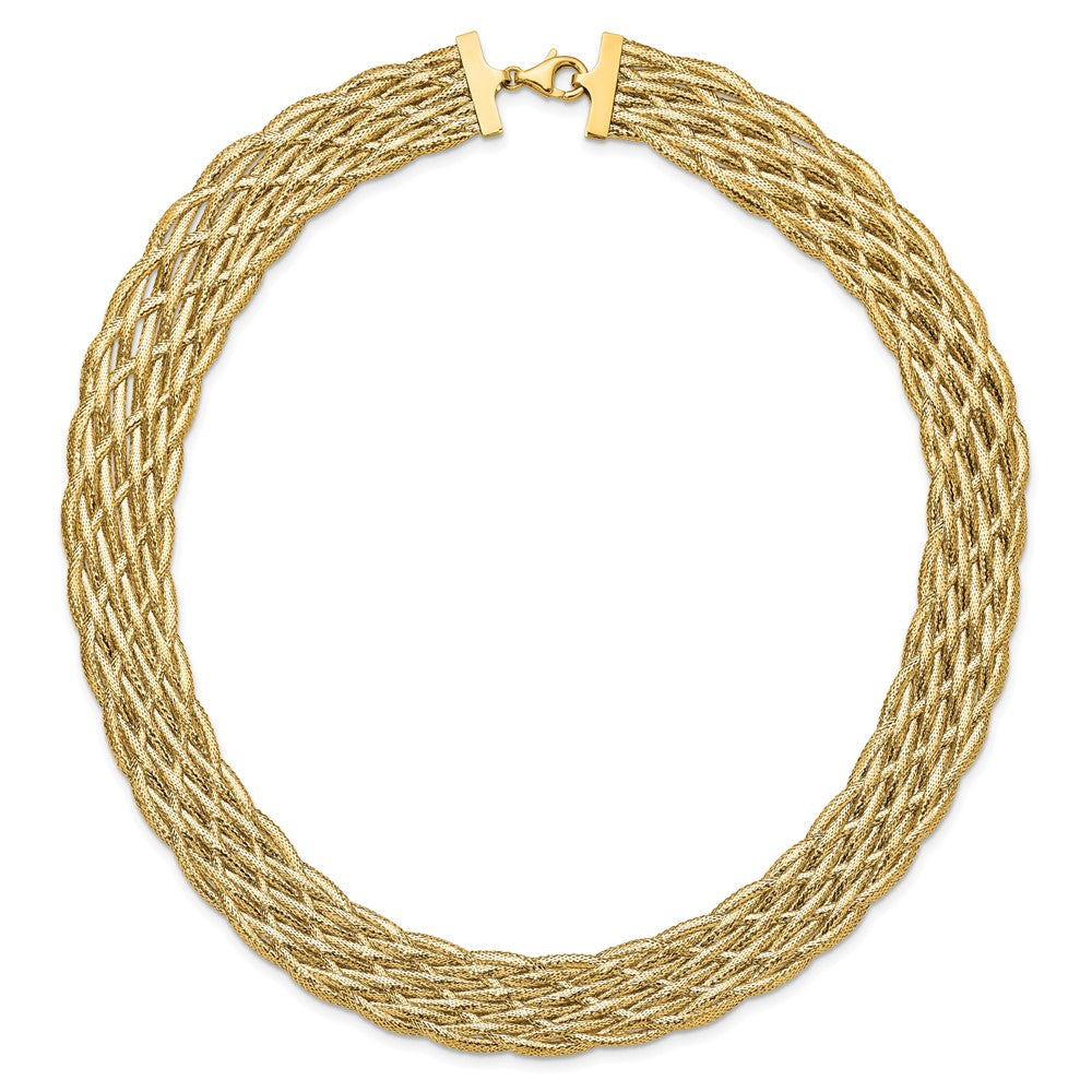 14K Gelbgold Poliert Geflochten Netz Halskette