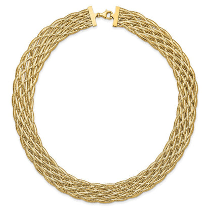14K Gelbgold Poliert Geflochten Netz Halskette