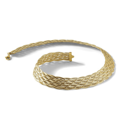 14K Gelbgold Poliert Geflochten Netz Halskette