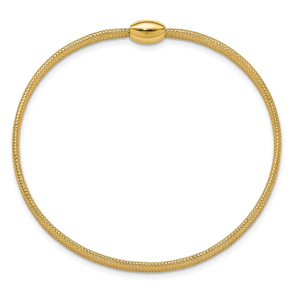 14K Gelbgold Poliert Onyx Netz Schieber auf Dehnbar Armband