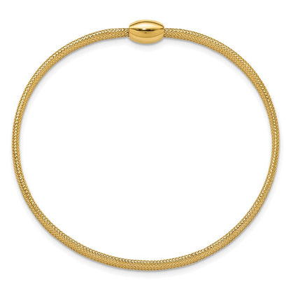 14K Gelbgold Poliert Onyx Netz Schieber auf Dehnbar Armband