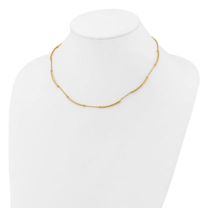14K Gelbgold Poliert Strukturiert und Diamant Schliff Gekugelt Bars Halskette