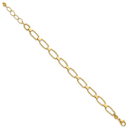 14K Gelbgold Poliert / Diamant Schliff Fantasie Gekugelt Glieder mit 1 Zoll Verlängerung. Armband
