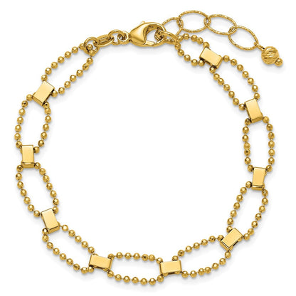 14K Gelbgold Poliert / Diamant Schliff Fantasie Gekugelt Glieder mit 1 Zoll Verlängerung. Armband