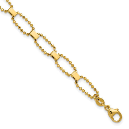 14K Gelbgold Poliert / Diamant Schliff Fantasie Gekugelt Glieder mit 1 Zoll Verlängerung. Armband
