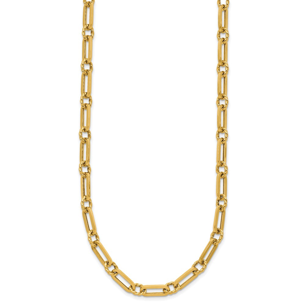 14K Gelbgold Poliert und Gedreht Fantasieglieder Knebel Halskette
