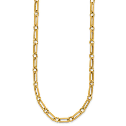 14K Gelbgold Poliert und Gedreht Fantasieglieder Knebel Halskette