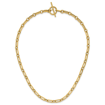 14K Gelbgold Poliert und Gedreht Fantasieglieder Knebel Halskette