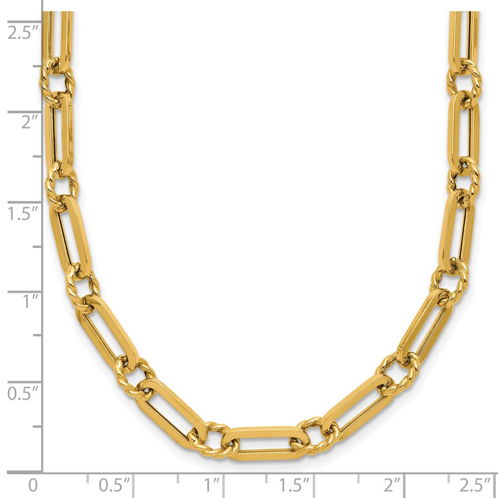 14K Gelbgold Poliert und Gedreht Fantasieglieder Knebel Halskette