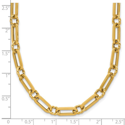 14K Gelbgold Poliert und Gedreht Fantasieglieder Knebel Halskette