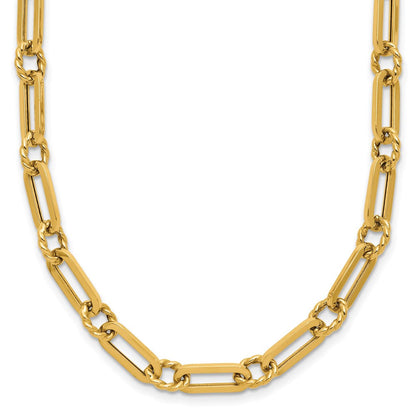 14K Gelbgold Poliert und Gedreht Fantasieglieder Knebel Halskette