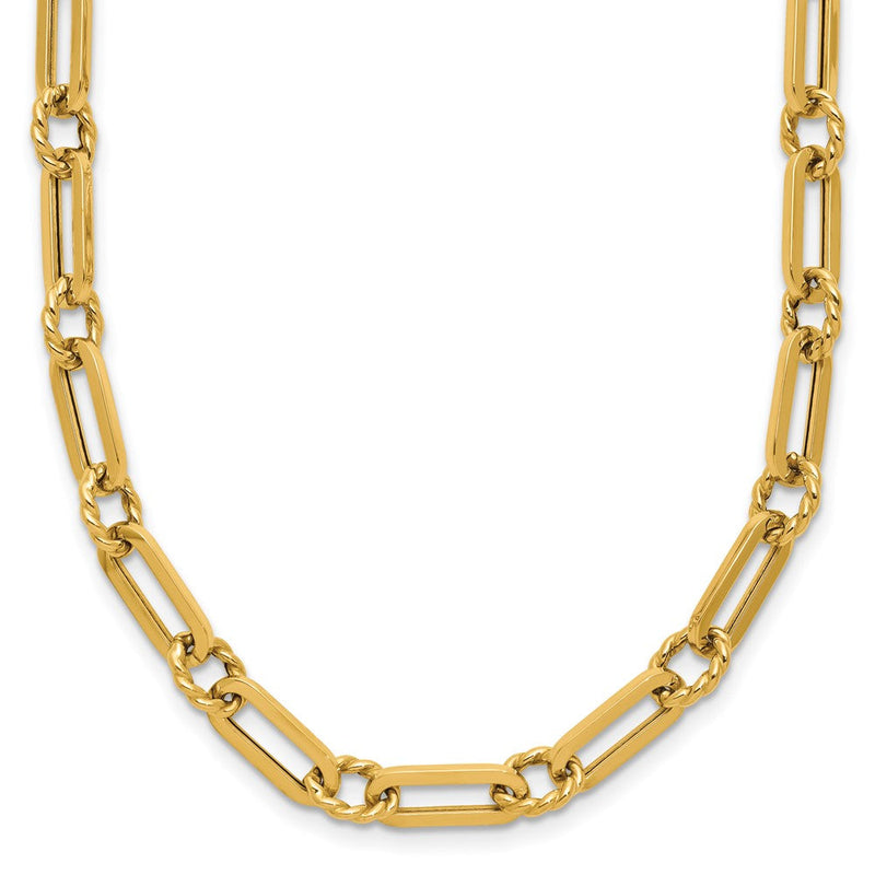 14K Gelbgold Poliert und Gedreht Fantasieglieder Knebel Halskette