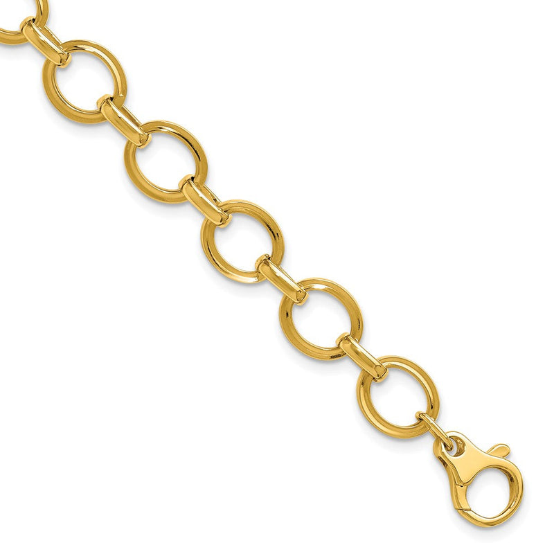 14K Gelbgold Poliert und Gerillt Fantasieglieder Armband