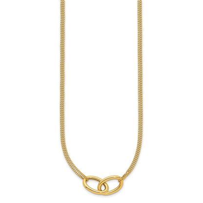 14K Gelbgold Poliert Intertwined Ovals 2 Strang 1 Zoll Verlängerung. Halskette