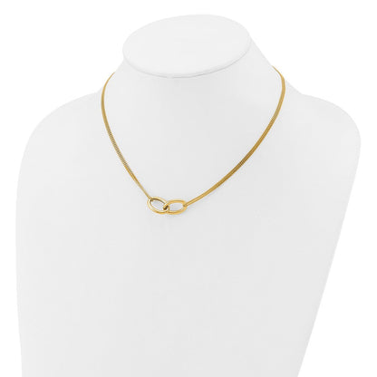 14K Gelbgold Poliert Intertwined Ovals 2 Strang 1 Zoll Verlängerung. Halskette