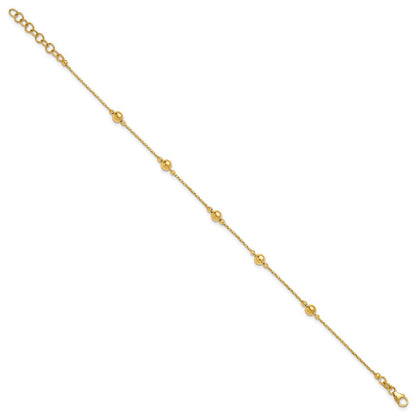 14K Gelbgold Poliert/textured/dia Schliff Perlen 1 Zoll Verlängerung. Armband