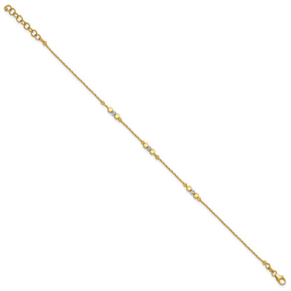14K Bicolor Pol/texture/dia Schliff Perlen 1 Zoll Verlängerung. Armband