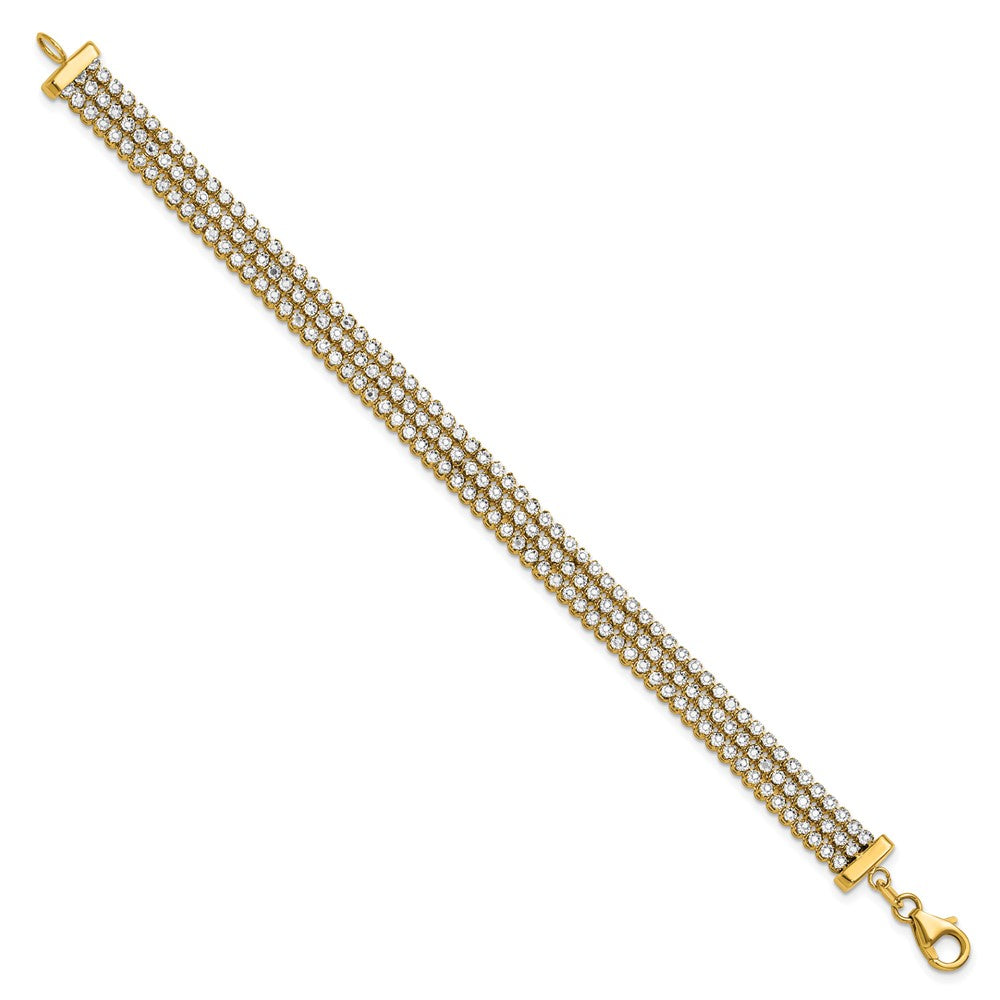 14K Bicolor Poliert/dia Schliff 3 Reihe Armband