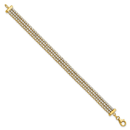 14K Bicolor Poliert/dia Schliff 3 Reihe Armband