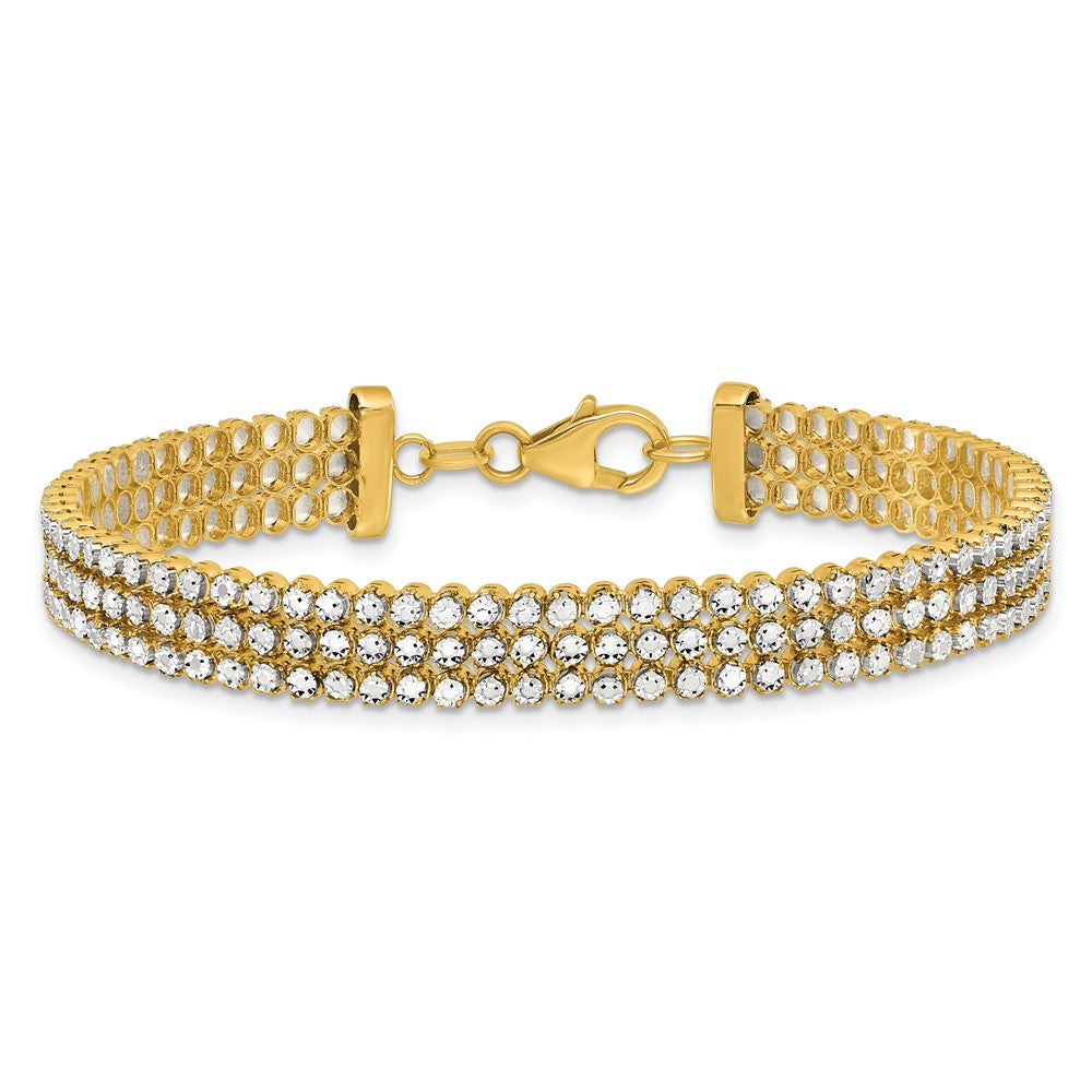 14K Bicolor Poliert/dia Schliff 3 Reihe Armband