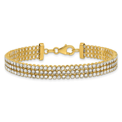 14K Bicolor Poliert/dia Schliff 3 Reihe Armband