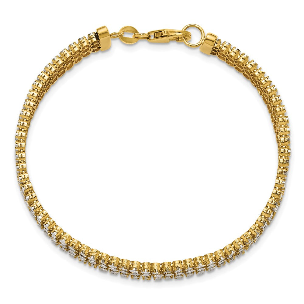 14K Bicolor Poliert/dia Schliff 3 Reihe Armband
