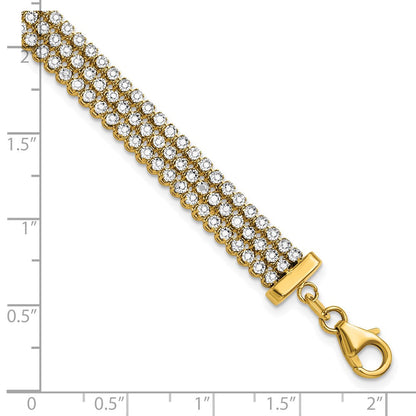 14K Bicolor Poliert/dia Schliff 3 Reihe Armband