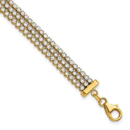 14K Bicolor Poliert/dia Schliff 3 Reihe Armband
