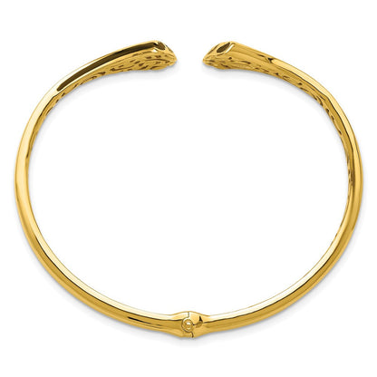 14K Gelbgold Schwarz Emaille Poliert Fantasie Klappbar Manschette Armreif