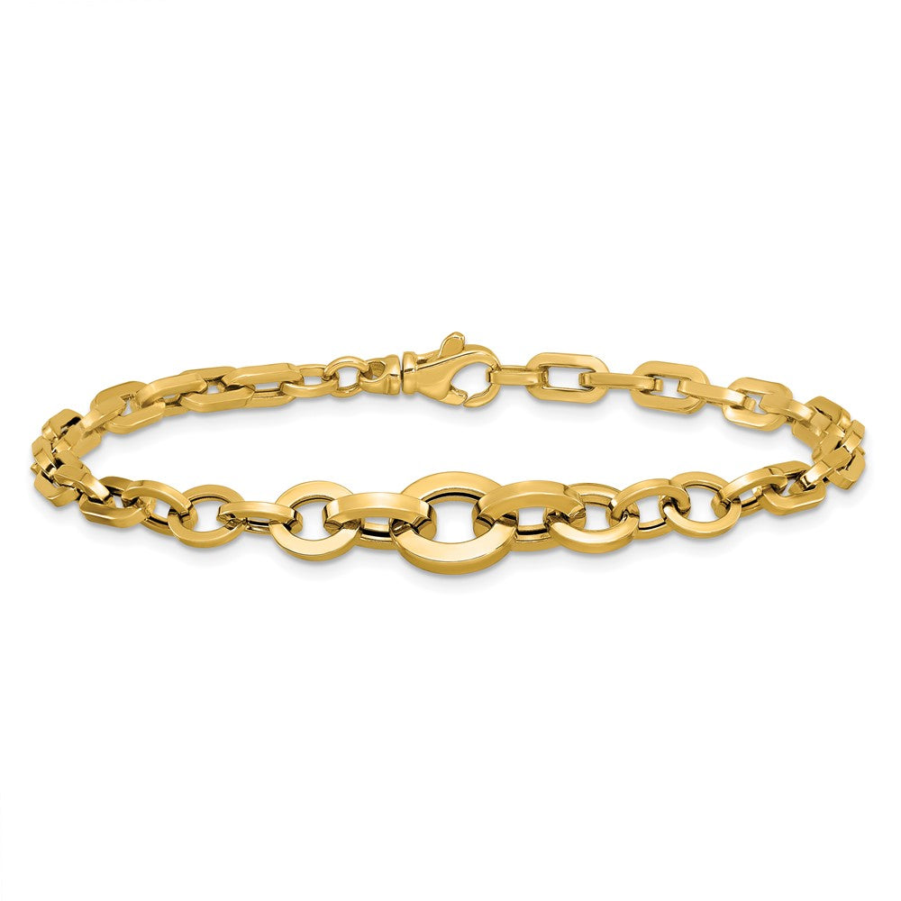 14K Gelbgold Poliert Fantasie Abgestuft Glieder Armband