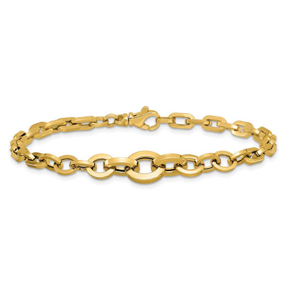 14K Gelbgold Poliert Fantasie Abgestuft Glieder Armband