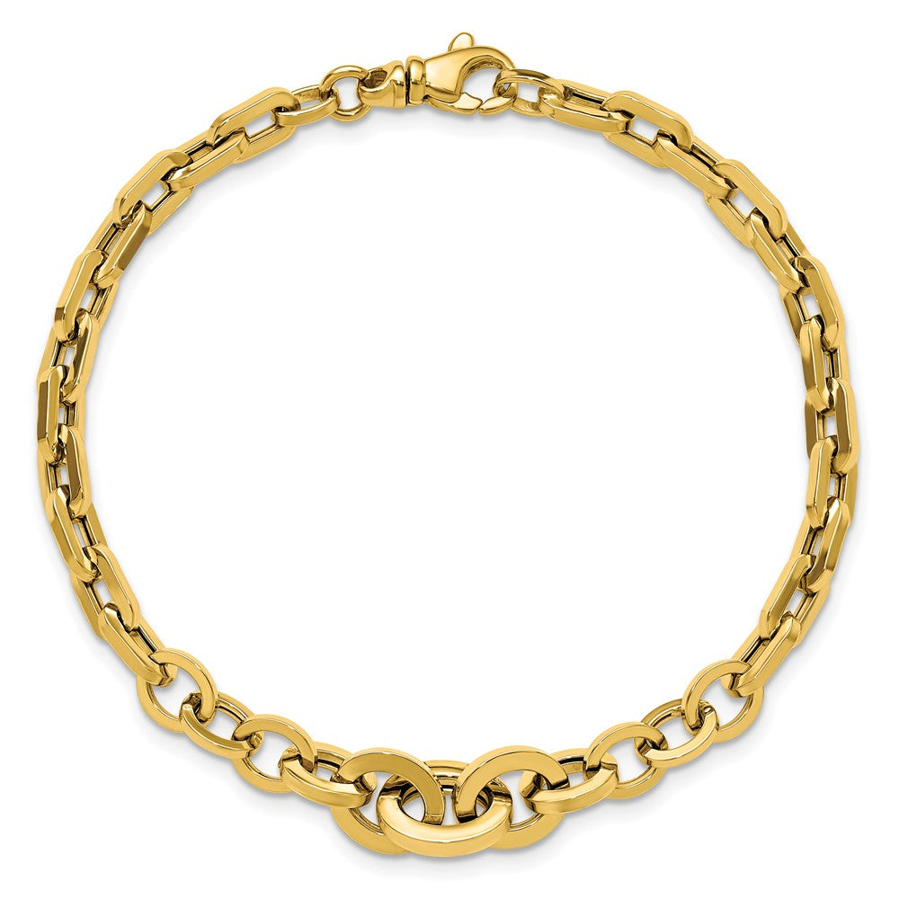 14K Gelbgold Poliert Fantasie Abgestuft Glieder Armband