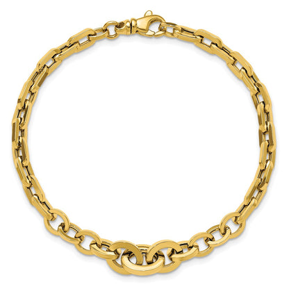 14K Gelbgold Poliert Fantasie Abgestuft Glieder Armband