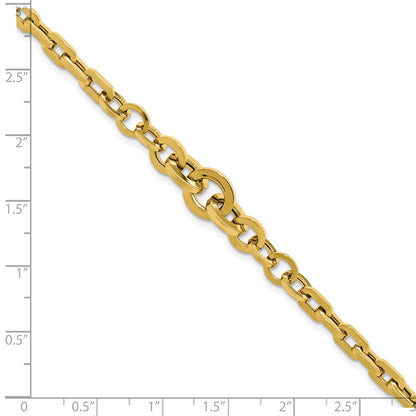 14K Gelbgold Poliert Fantasie Abgestuft Glieder Armband
