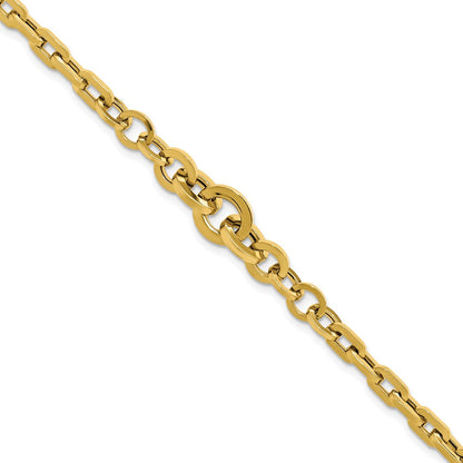 14K Gelbgold Poliert Fantasie Abgestuft Glieder Armband