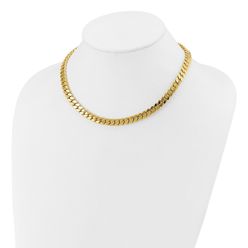 14K Bicolor Zirkonia Poliert Fantasie Panzer Halskette